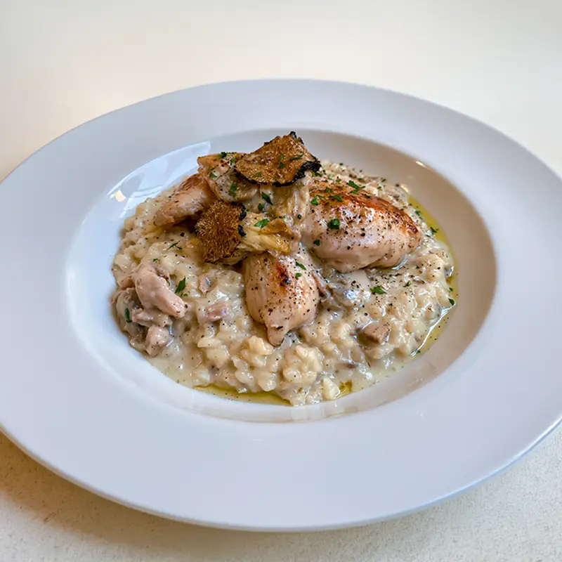 Risotto al Pollo e Tartufo — risotto du menu de Ray’s San Francisco à Tanger